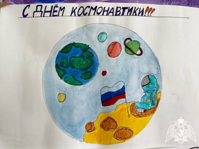   В Кабардино-Балкарии росгвардейцы провели выставку детского рисунка ко Дню космонавтики